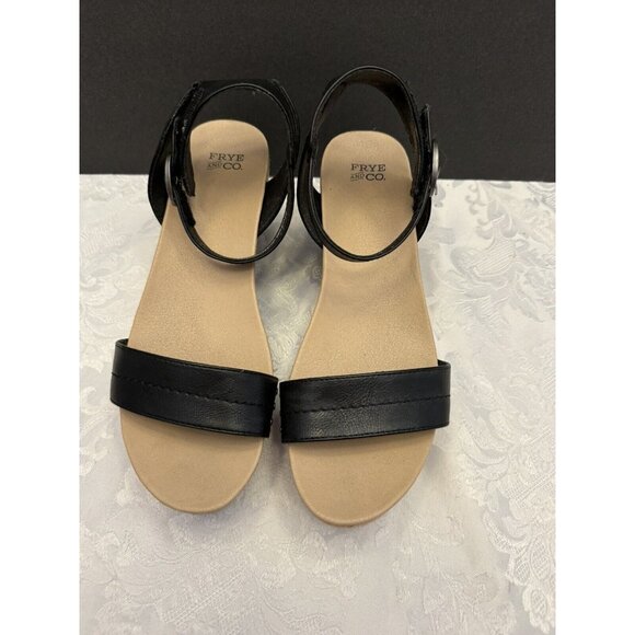 Frye And Co. Livia Size‎ 9.5M Black Strappy Wedge Sandal - Picture 2 of 12